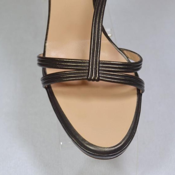 👠 Escada Pewter Metallic Mirrored Heel T-Strap Sandalsl  🇮🇹 - Picture 7 of 13